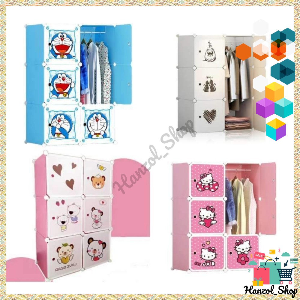 Lemari Pakaian Portable 6 Pintu / Lemari  Serbaguna 6 Pintu Karakter