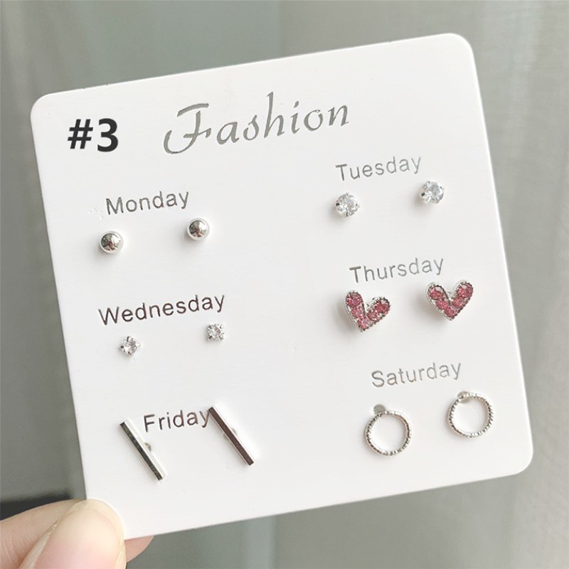 6pcs / Set Anting Stud Hias Mutiara Kristal Gaya Korea Untuk Perempuan