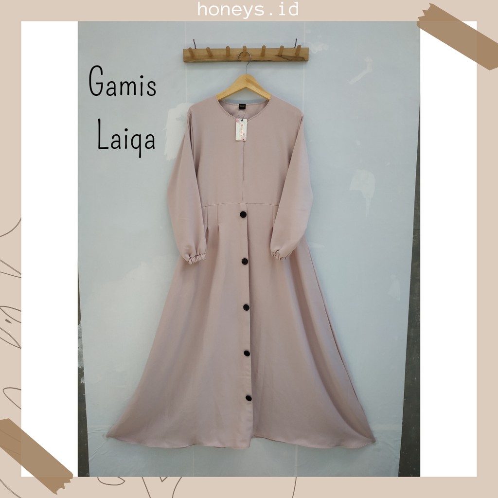 GAMIS LAIQA KANCING HITAM BY AZZAHRA COLLECTION