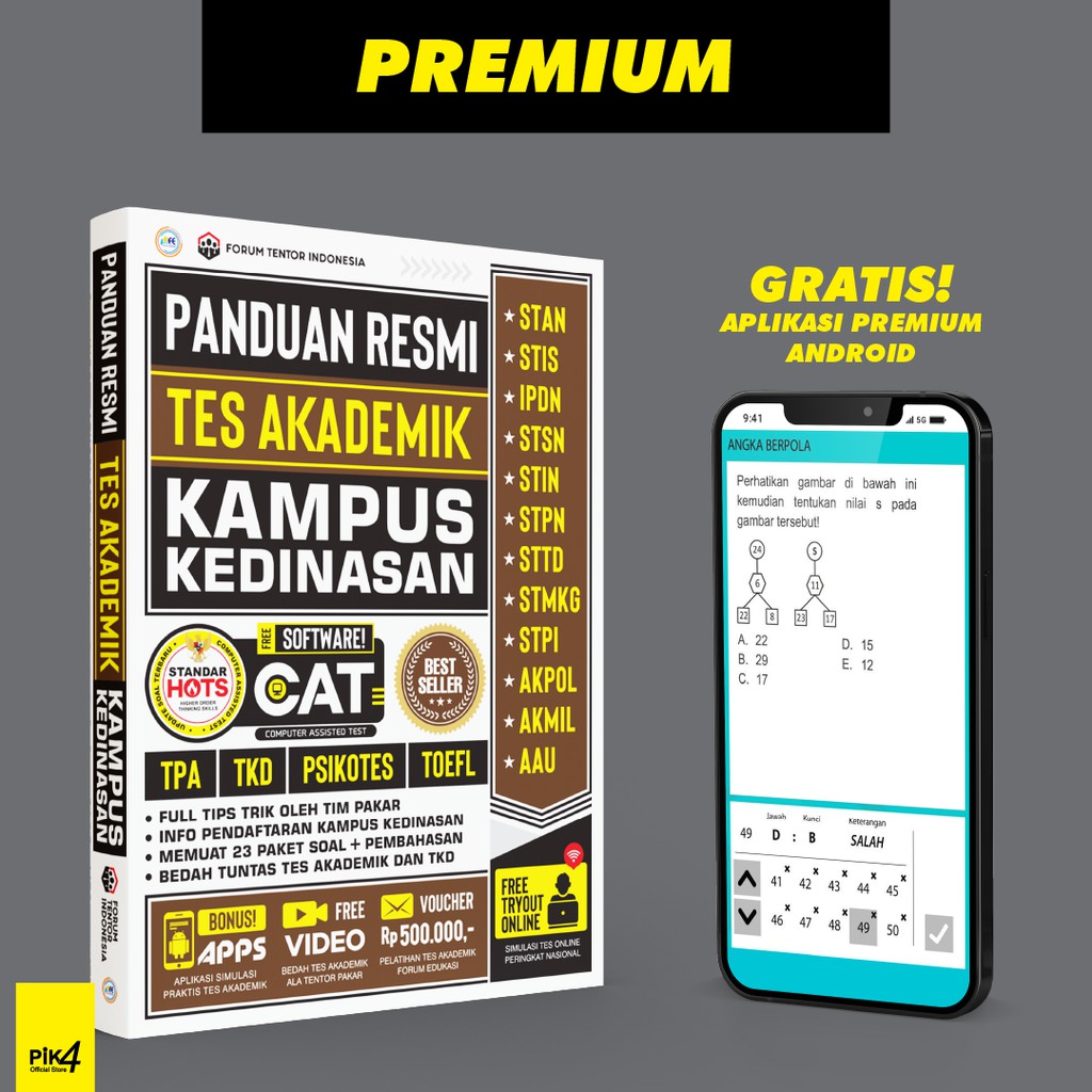 Buku Panduan Resmi Tes Akademik Kampus Kedinasan 2021 2022 stan stis ipdn akmil akpol