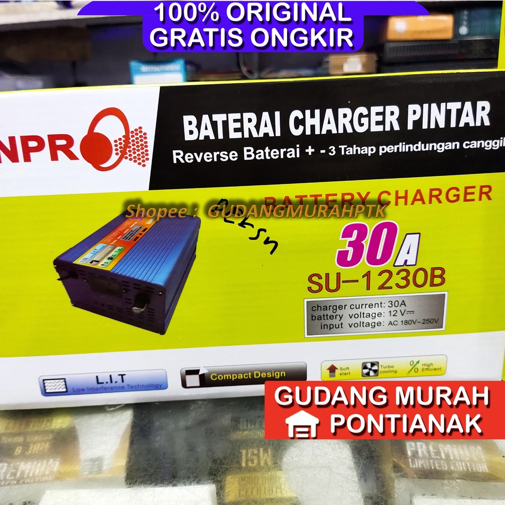 Charger Aki 30A Sunpro SU-1230B Alat Cas Aki 12V Motor dan Mobil Sunpro SU 1230B - harga termurah