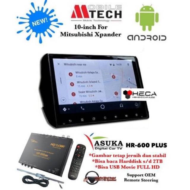 Head Unit MTECH Android 10" Mitsubishi Xpander Double din Tape Mobil &amp; TV Tuner Digital ASUKA HR-600