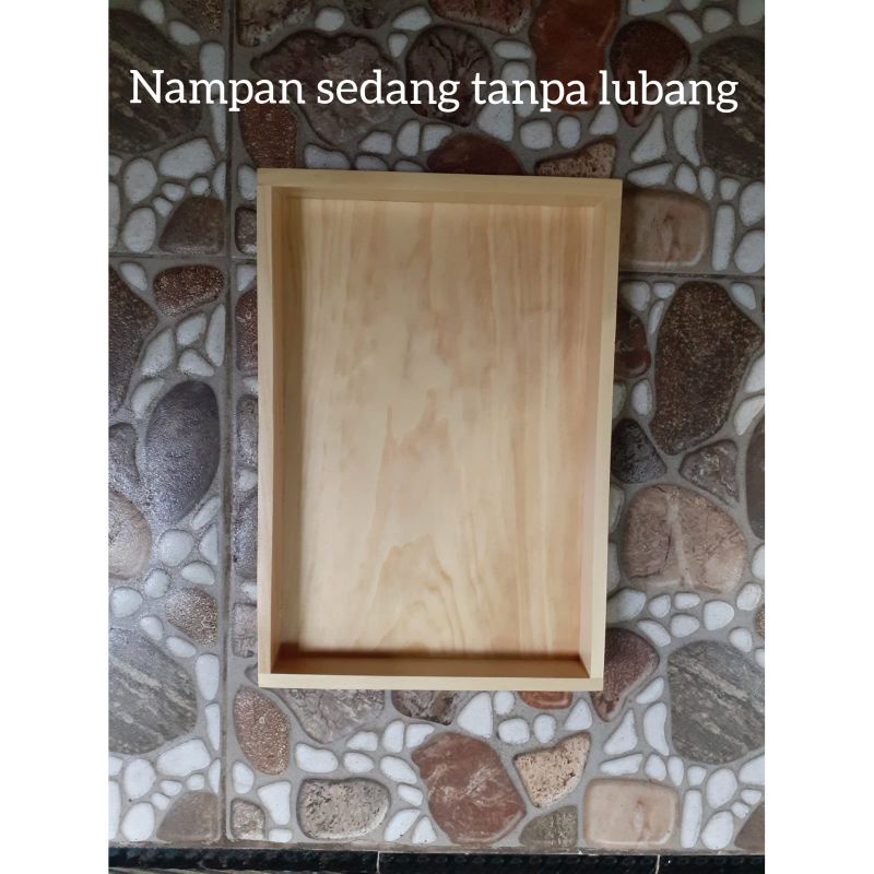 Baki Kayu / Nampan Kayu Pinus 32x22cm Tanpa Lubang