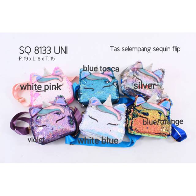 Tas slempang sequin unicorn