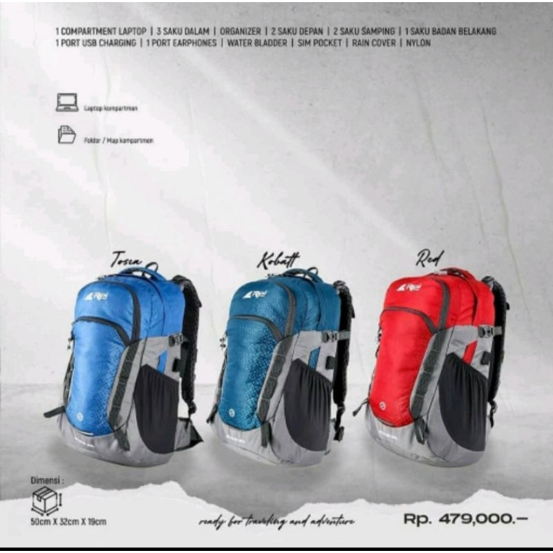 Tas gendong/tas ransel pria Rei outdoorgear serian ATMOS 30 LITER terbaru slip laptop 14inc suport U
