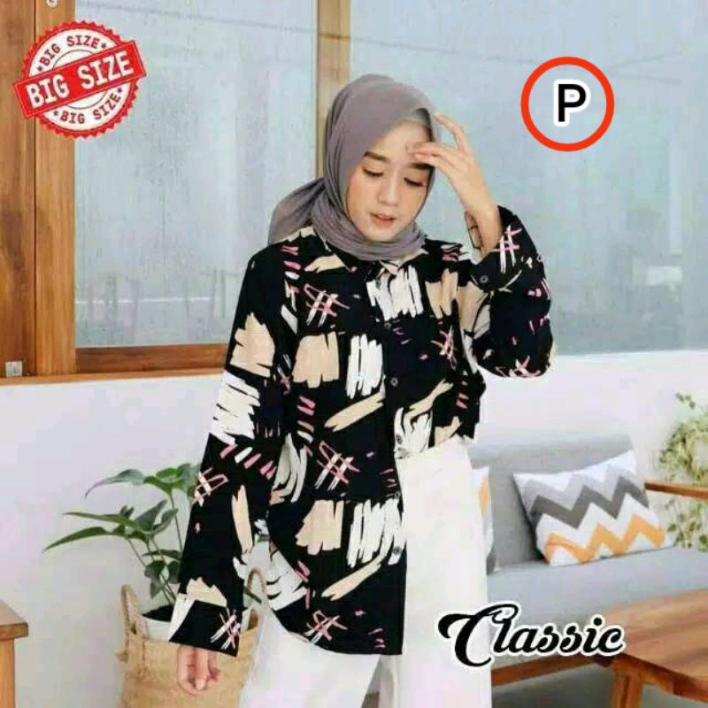 KEMEJA/ATASAN MOTIF MONALISA JUMBO LD 120 XXL