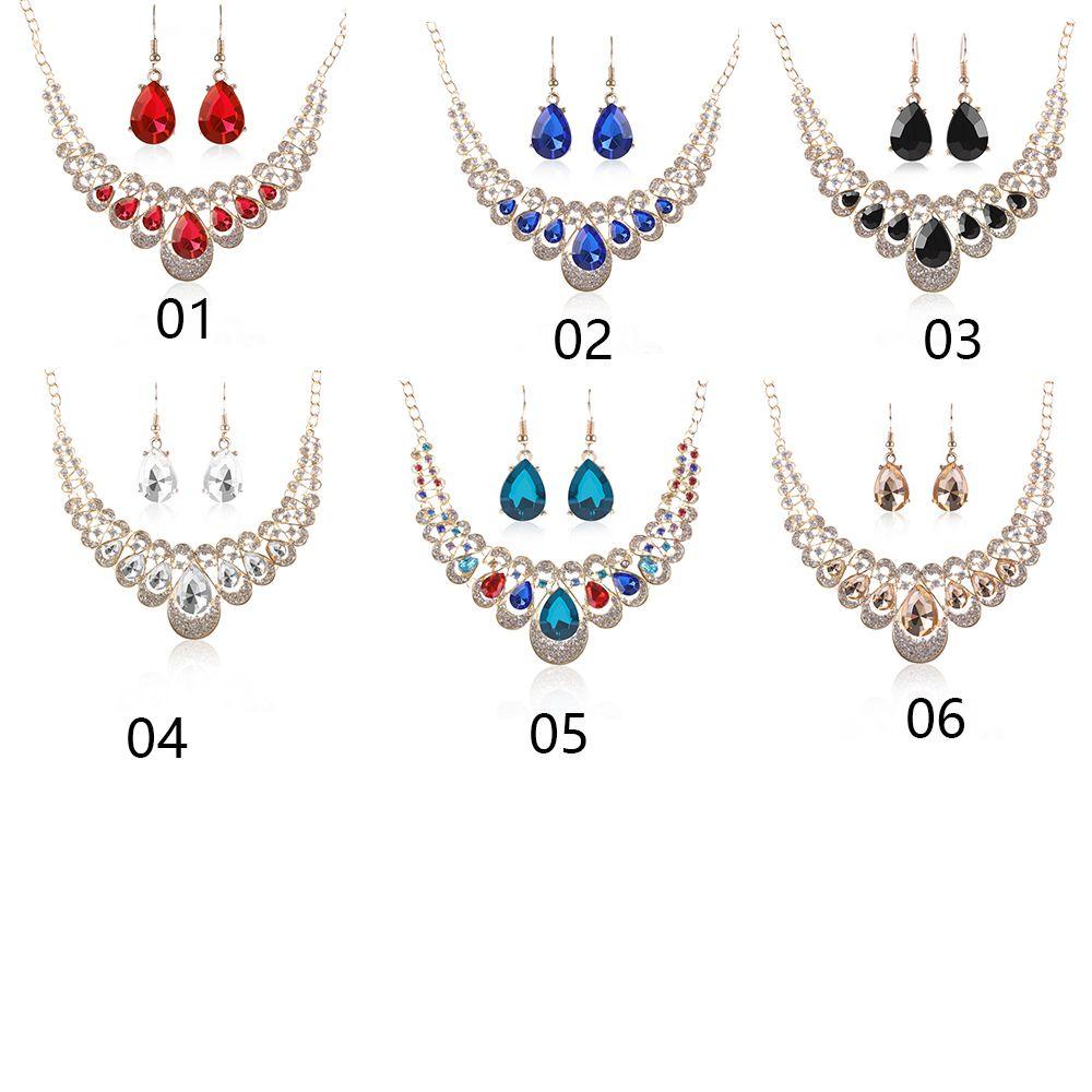 Lily Kalung Fashion Perhiasan Pernikahan Chocker Aksesoris Perhiasan Drop Pendant Jewelry Set