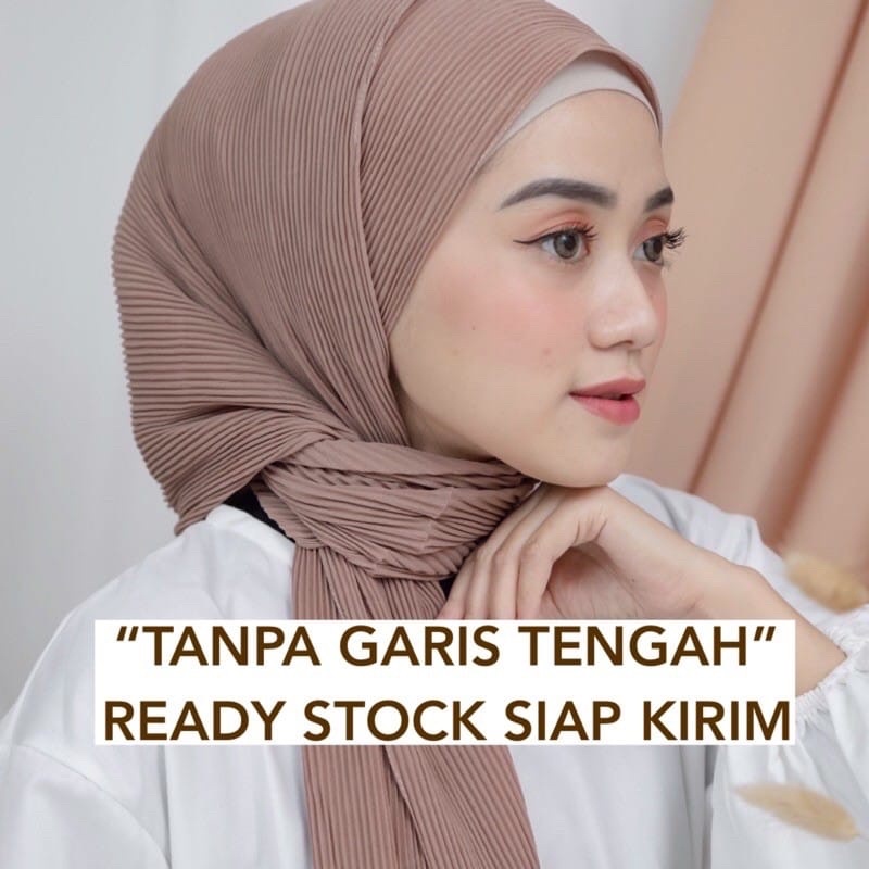 (RPA) PASHMINA LETSHI FULL PLISKET TANPA GARIS TENGAH DIAMOND PREMIUM