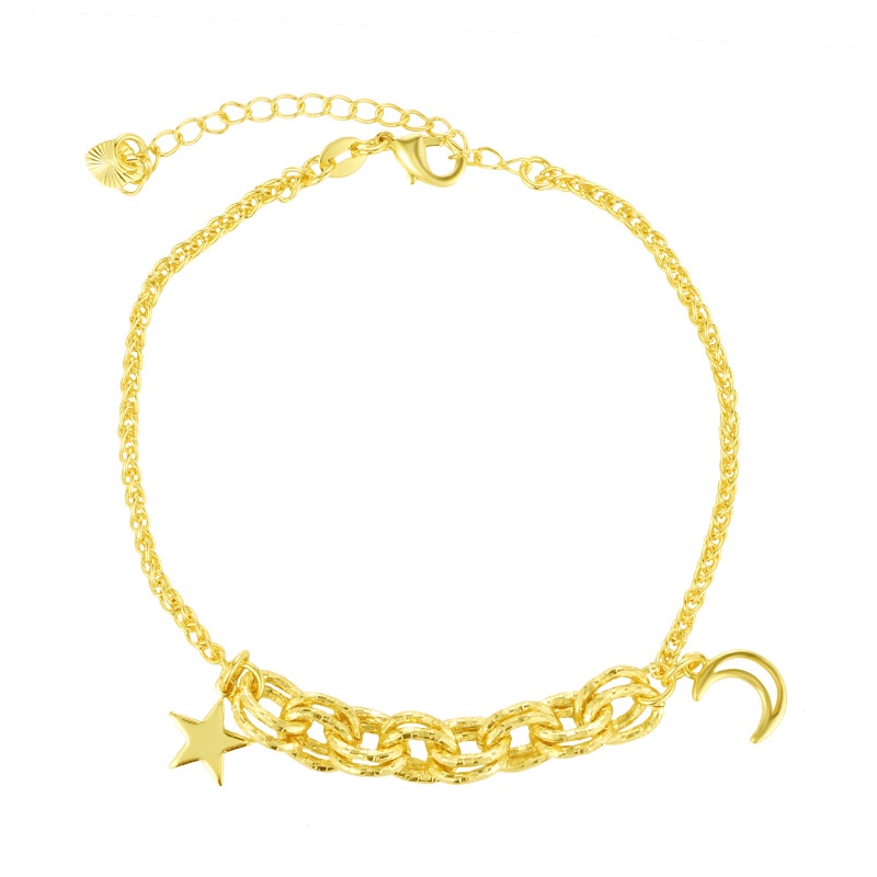 Gelang Emas Emas Asli Kadar 375Desain Universe Multielemen Gaya Korea
