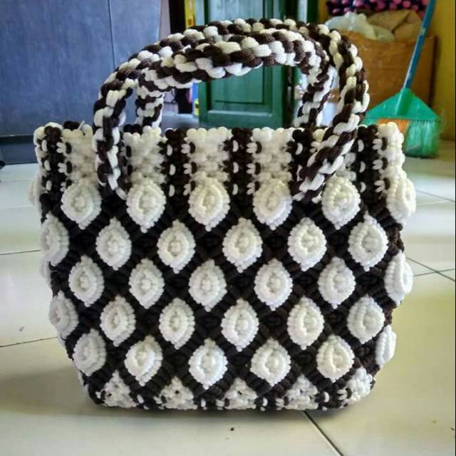 Tas tali kur motif  mawar