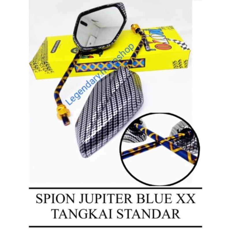 spion Jupiter carbon Twotone blue X karbon spion Yamaha Jupiter Mio MX Vixion dll spion motor variasi