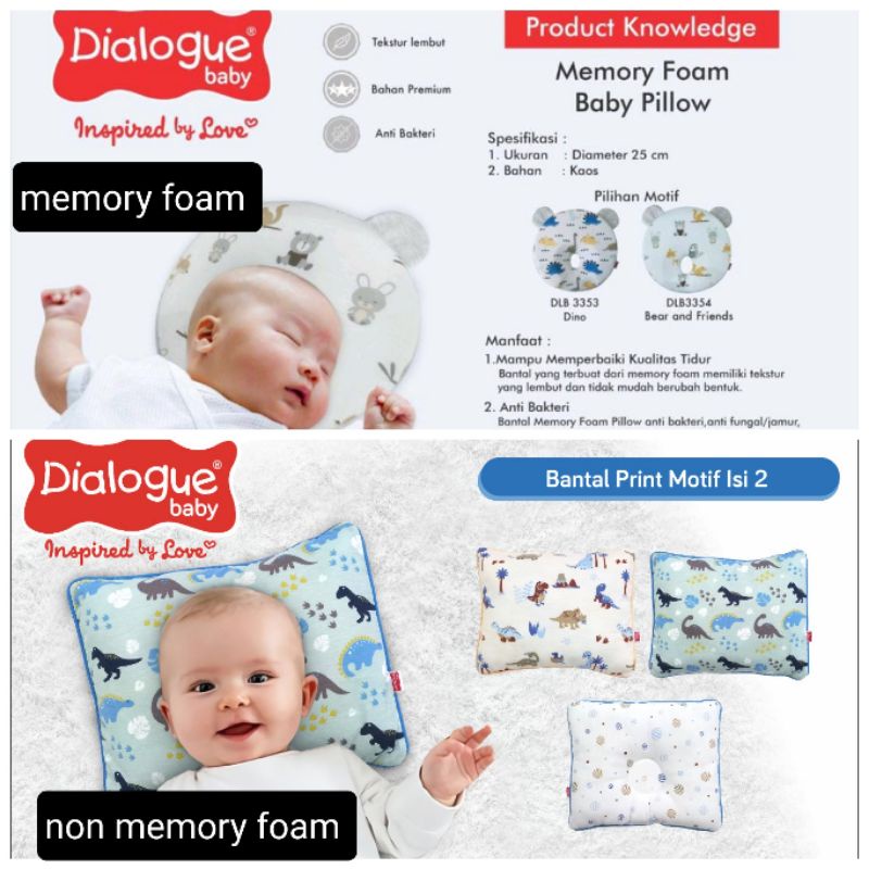 Dialogue bantal peang bayi memory foam/non memory foam