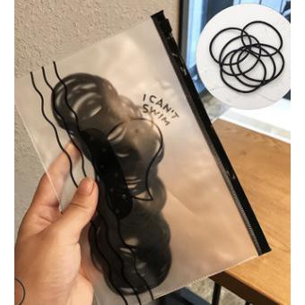 (HOKO) Ikat Rambut Korea I Can Swim isi 100pcs / Karet Rambut Polos Warna Warni-Black