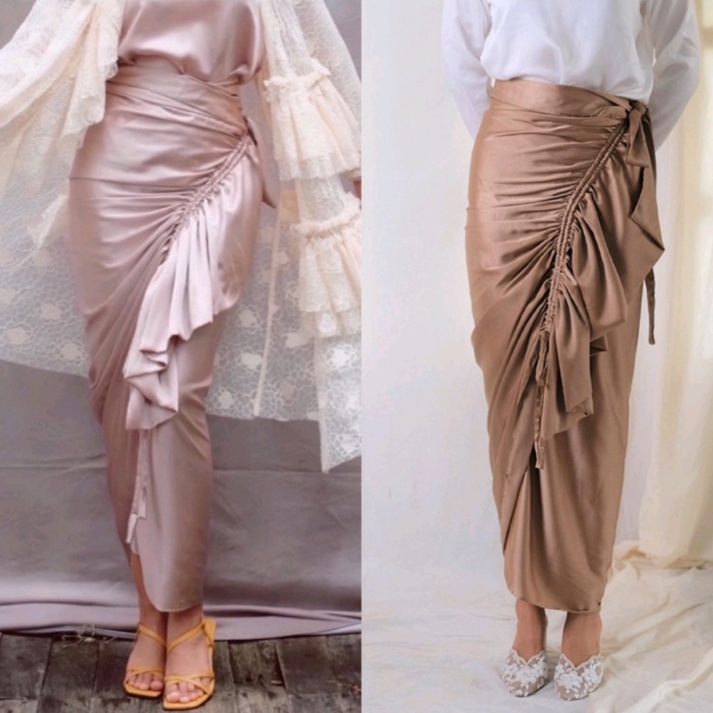 Rok ALine Satin Ready 70 Pilihan Warna | Size L &amp; XL Bisa request Warna &amp; panjang Rok