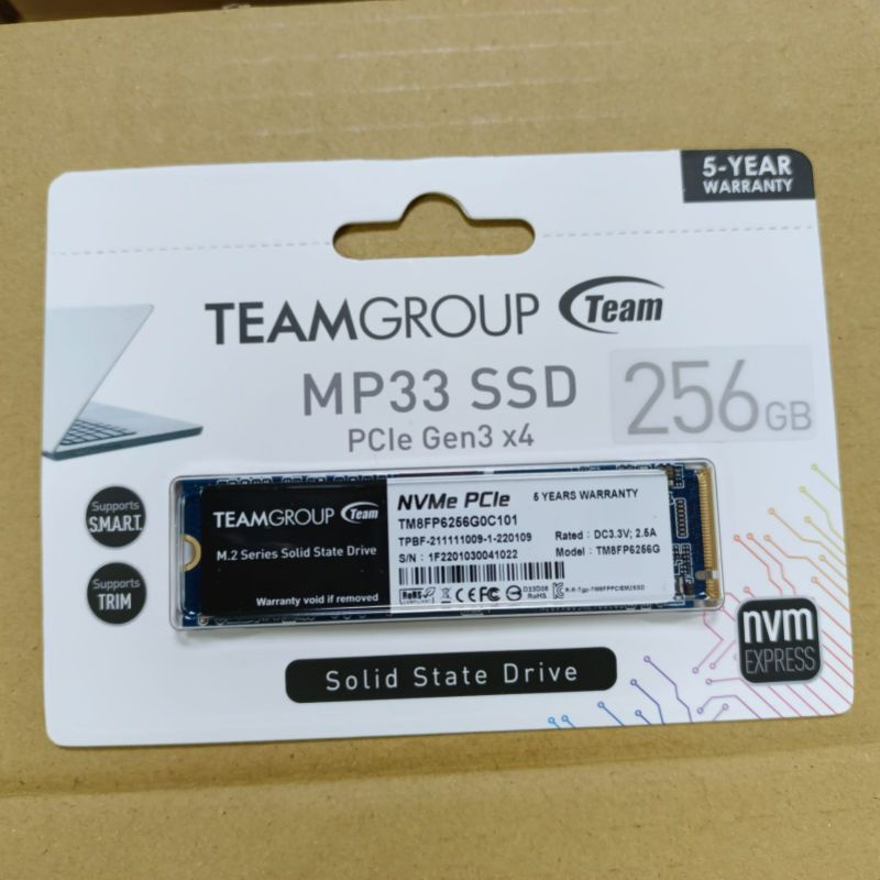 Team Group MP33 SSD 256GB M.2 NVME 2280 PCIE Gen3x4