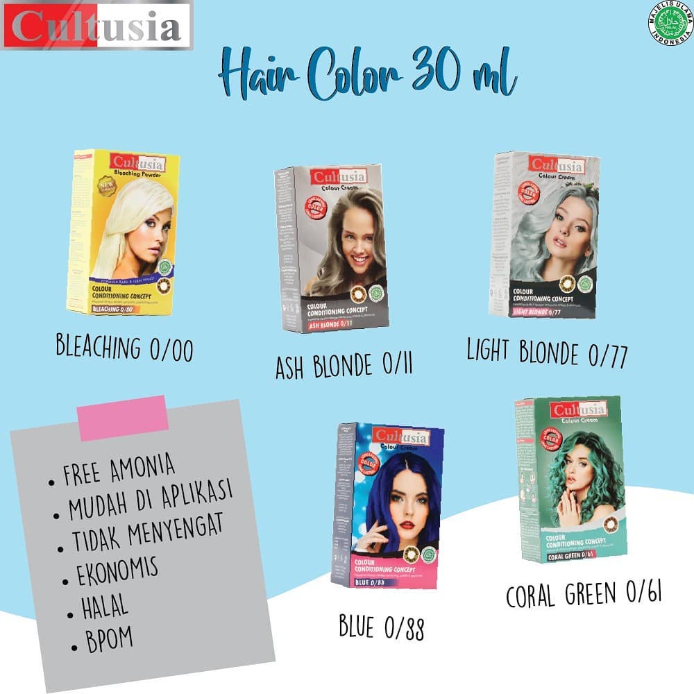 ✦SINAR✦ Cultusia Pewarna Rambut Marshwillow Color / Hair Color Cream/ Semir Rambut 30ml / Hair Colour /