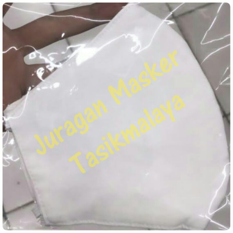 Masker Kain Katun Putih Polos Dewasa 2 Lapis 2 Layer 2 Ply Earloop, Makser Kain Motor Anti Debu9