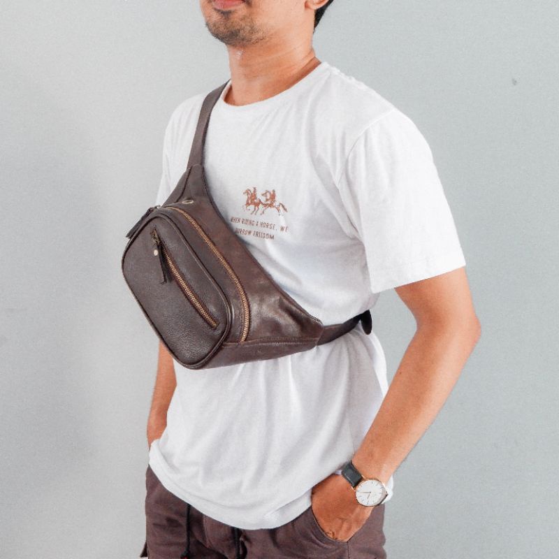 Waistbag Kompek Kulit Sapi Asli Pria #12