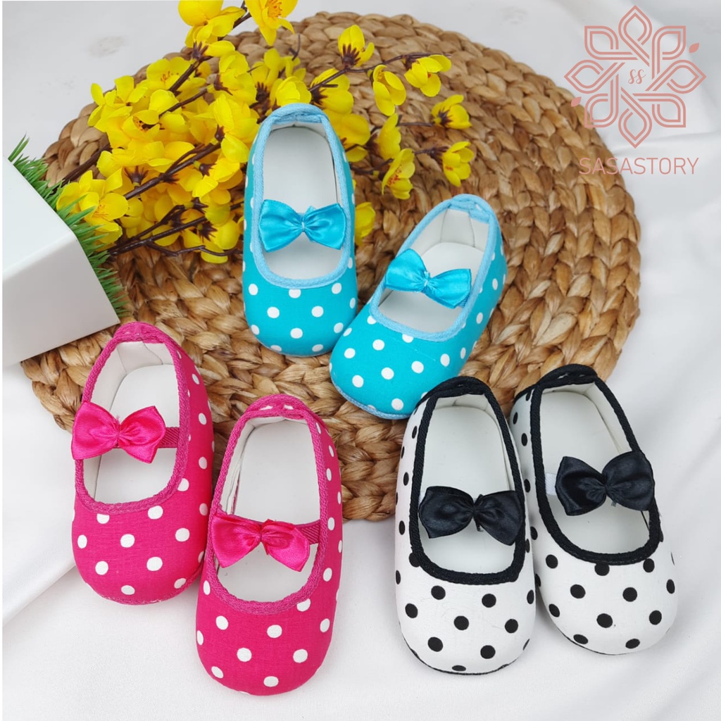 SEPATU PREWALKER BABY BAYI ANAK PEREMPUAN POLKADOT 0-12 BULAN FP08