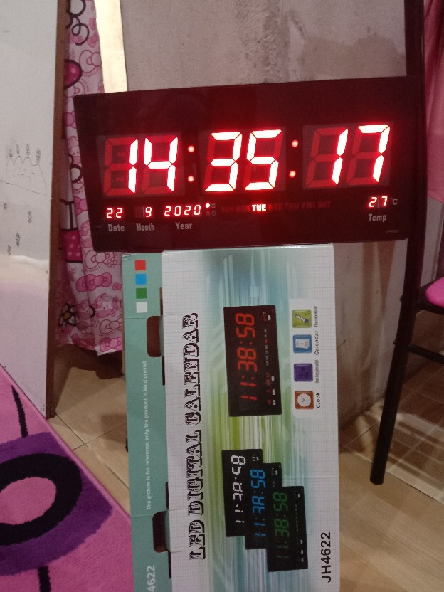 Jam Dinding Digital Led Meja Led Clock 4622 Merah