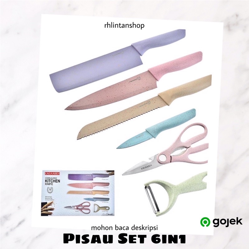 PISAU SET 6in1 / KNIFE SET / KADO PERNIKAHAN / KADO WEDDING / ALAT DAPUR SERBAGUNA MULTIFUNGSI / PIS
