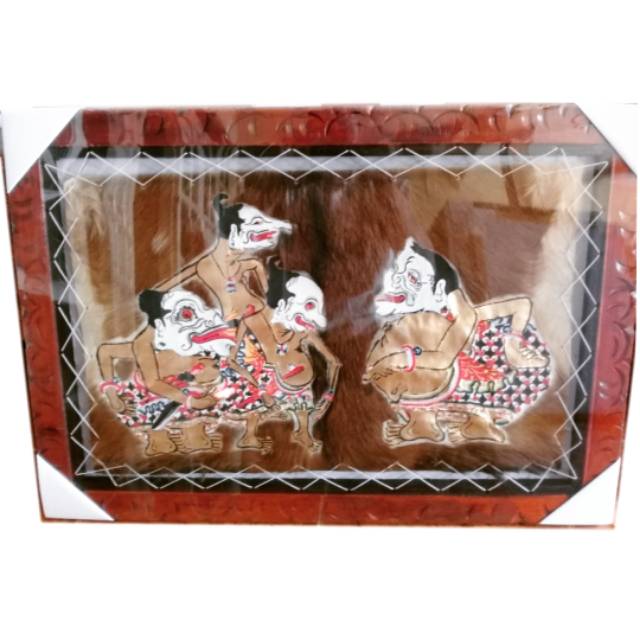 Wayang Punakawan kulit kambing asli frame ukir |Hiasan Jawa
