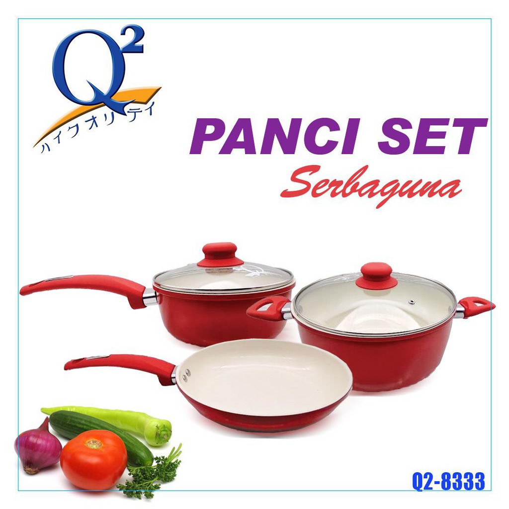Panci Set Keramik Q2 5 PCS Q-8333 /Wajan Penggorengan