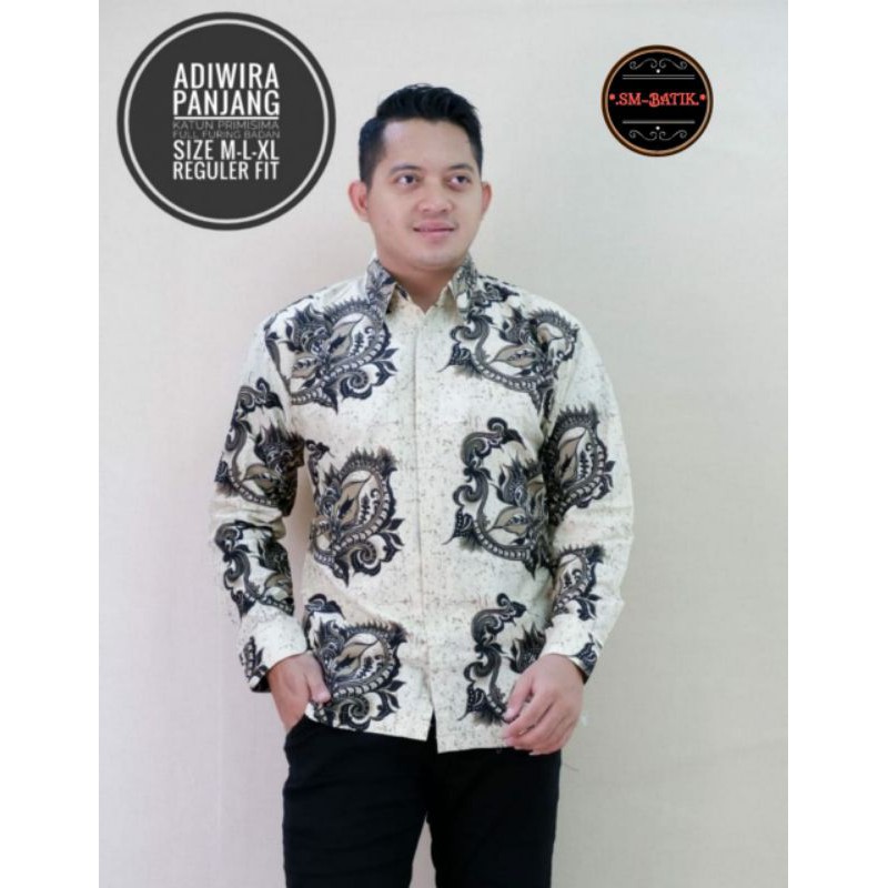 Adiwira Kemeja Batik Pria Modern Asli Solo Atasan Batik by SM