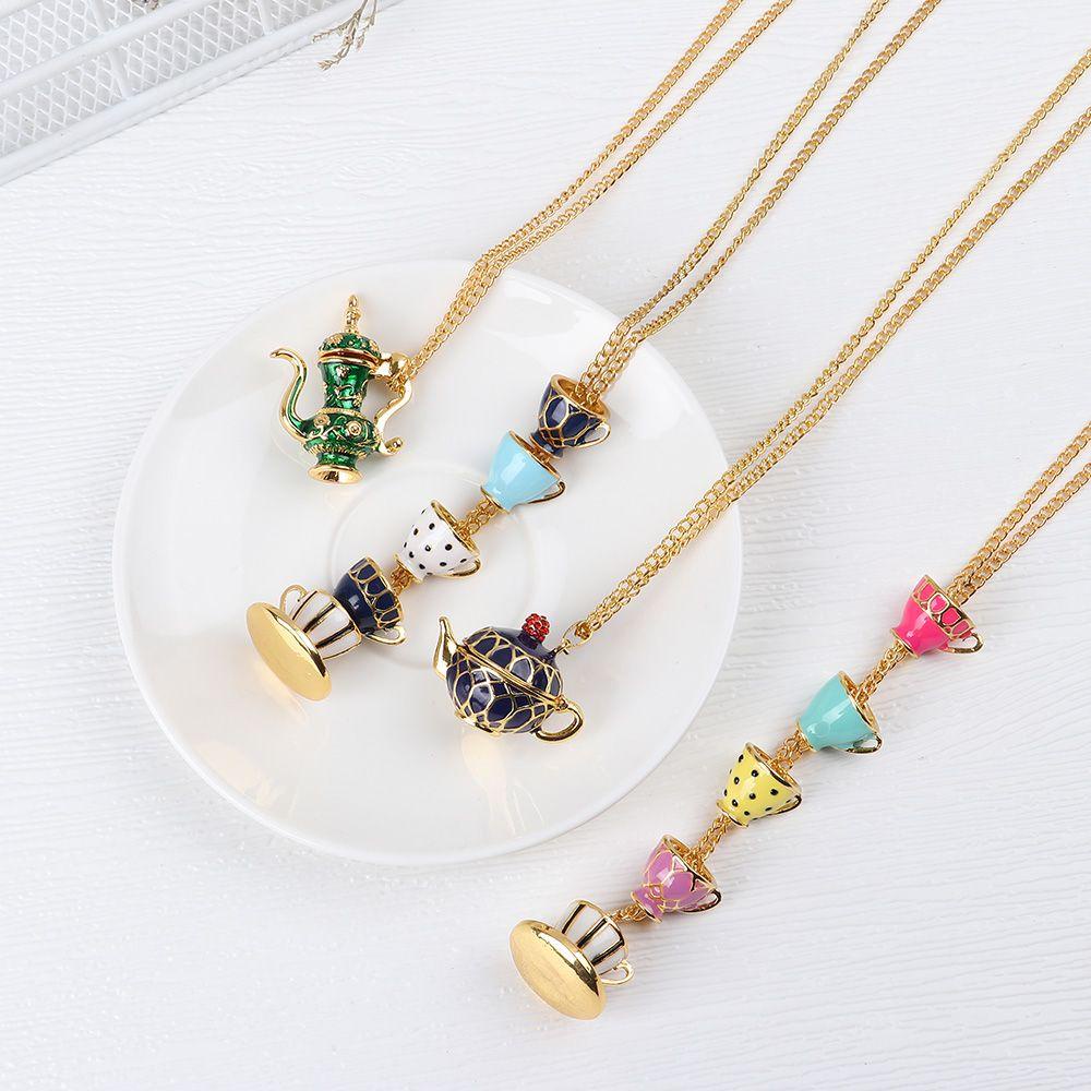 Lily Teacup Kalung Alloy Fashion Wanita Perempuan Rantai Sweater Panjang