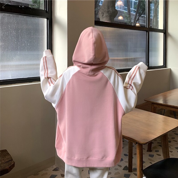 Sweater Wanita Oversize Korean Sweter Hoodie Pink big size Jpan