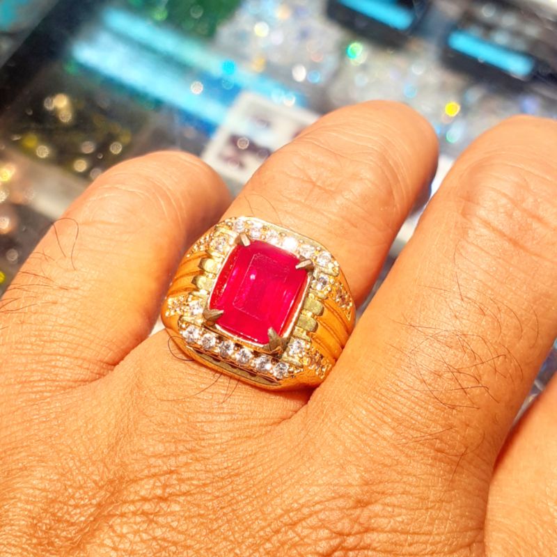 Cincin Batu Ruby Afrika Madagaskar Asli Natural Stone