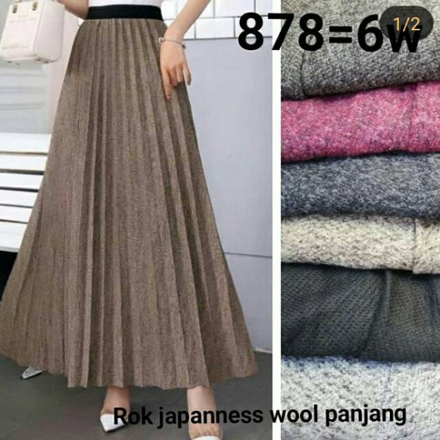 Rok Plisket Bahan Wolls, Model Mayung, Simple Cocok Untuk Semua Umur