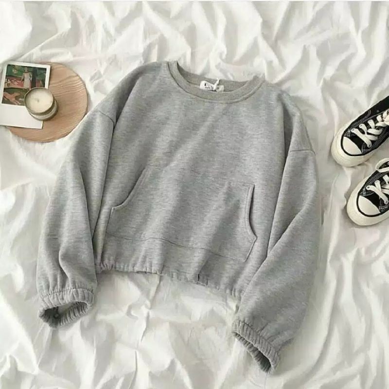 sunwo crope sweater atasan wanita fashion kekinian