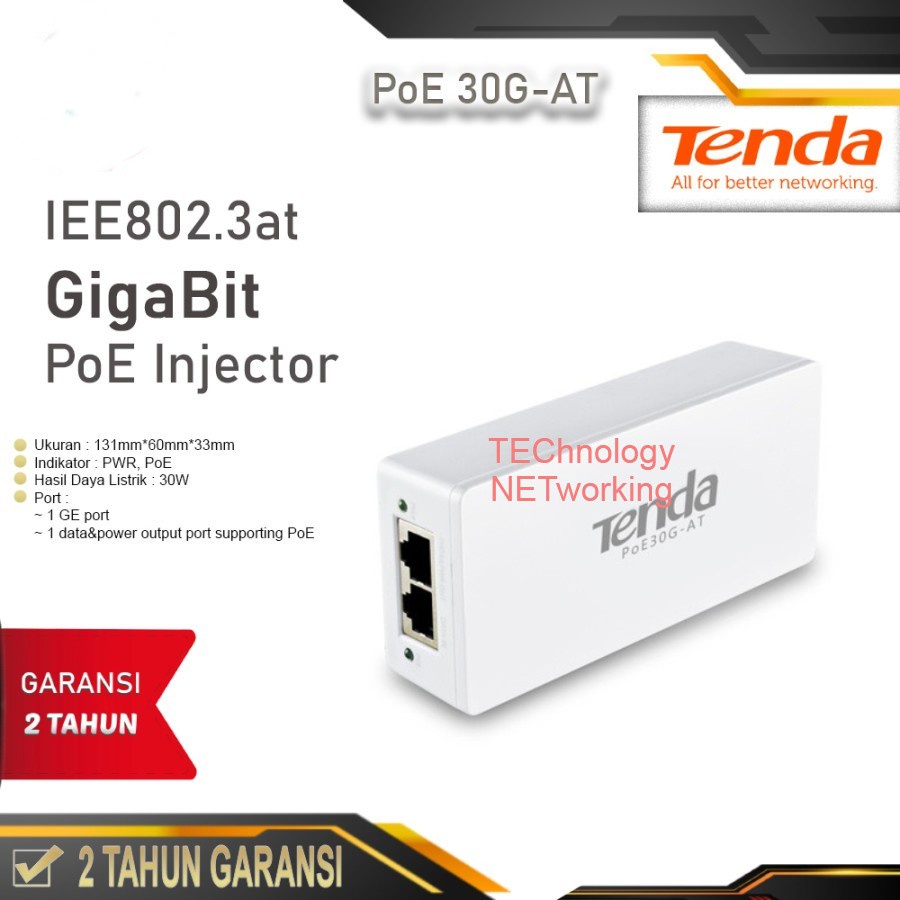 TENDA POE30G-AT PoE Injector Delivers Up To 30W Output Power Per Port