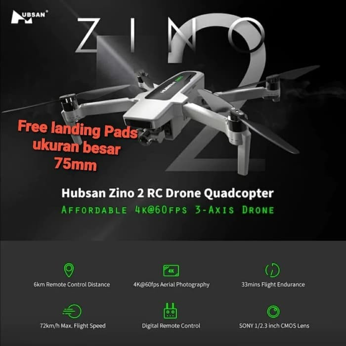 Hubsan Zino 2 High Version COMBO 1 tas 1 battery New Gimbal 8km 4K