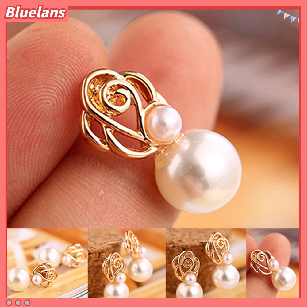 Bluelans Fashion Women Faux Pearl Ear Studs Earrings Wedding Party Bride Ear Jewelry