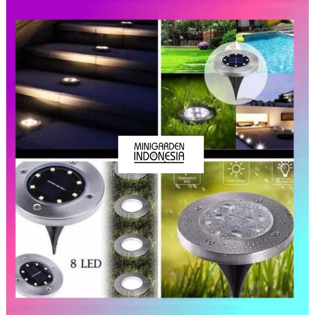 LAMPU TAMAN TANCAP 8 LED Solar Cell Garden Lamp Tenaga Surya emergency Outdoor Waterproof dekorasi