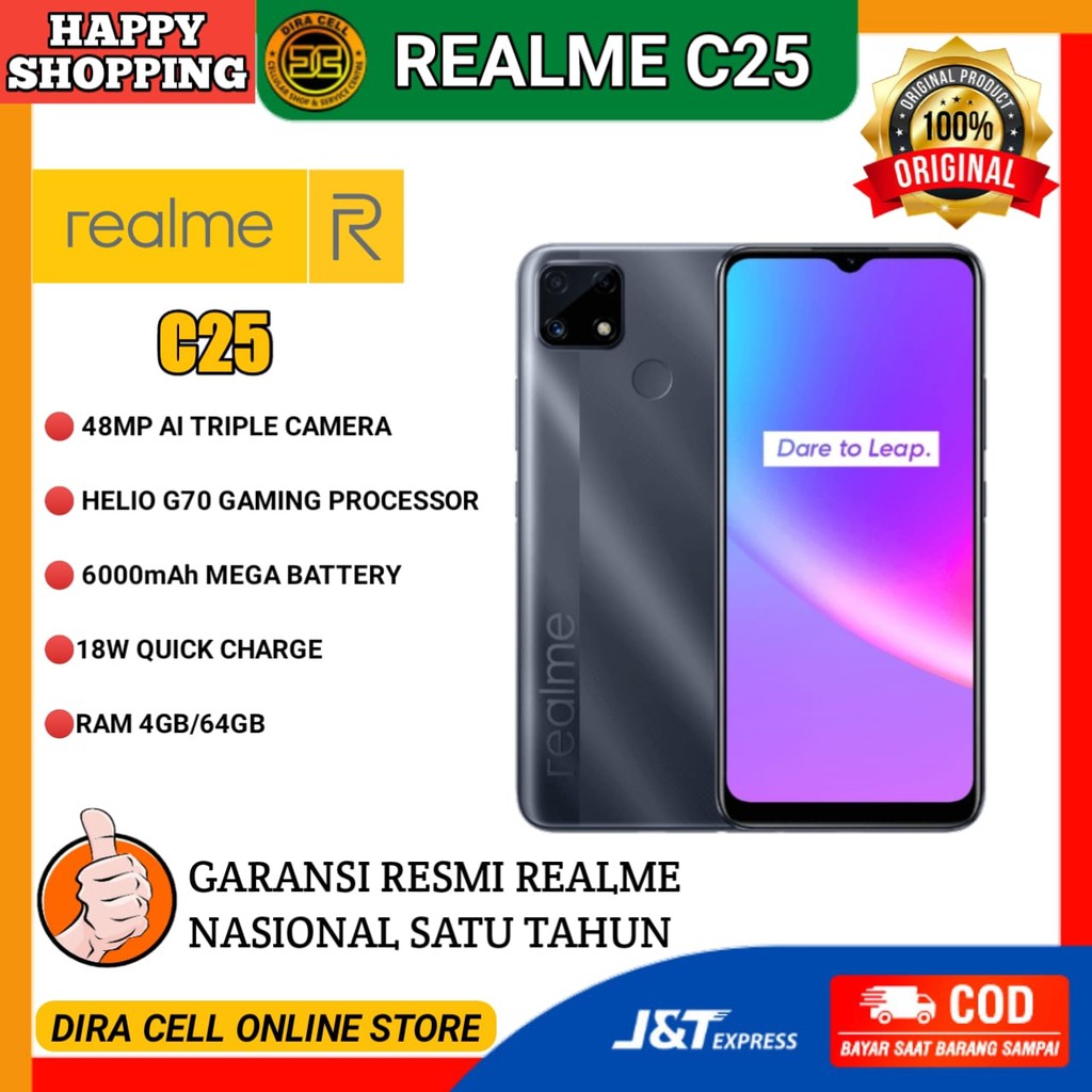 Handphone hp realme C25 ram 4 rom 64 hape murah garansi resmi indonesia