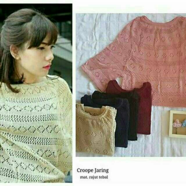 CROP JARING SWEATER RAJUT / RAJUT JARING