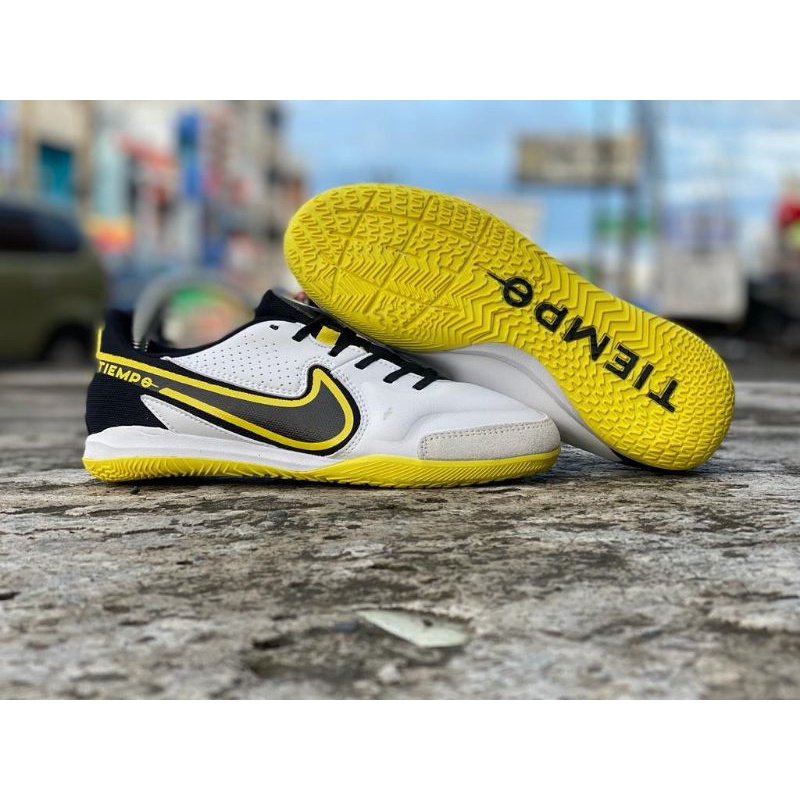 Sepatu Futsal Nike Tiempo Legend 9 White Yellow Black