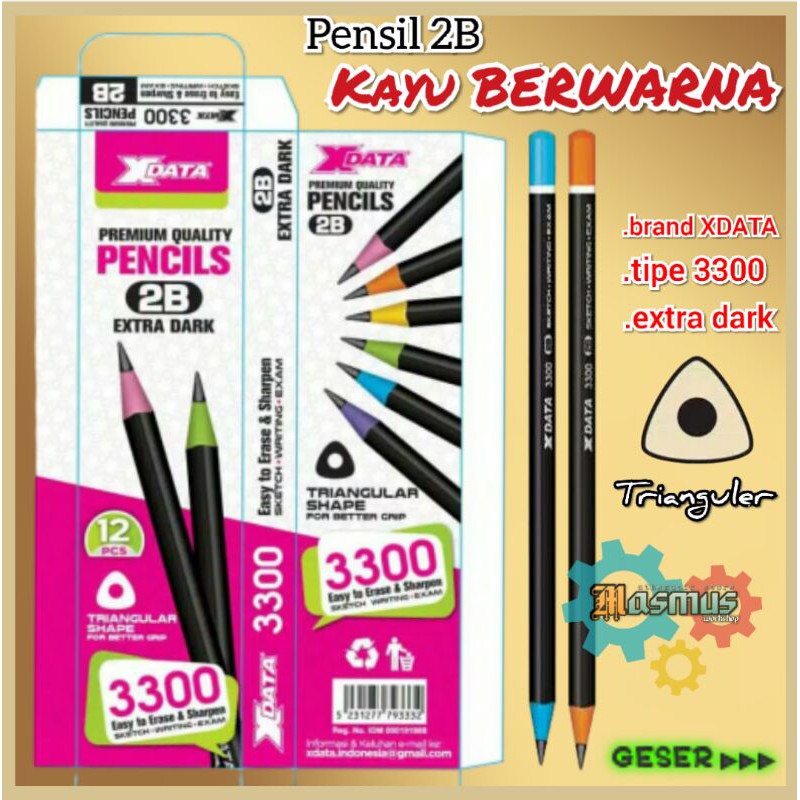 

Pensil 2B ORIGINAL XDATA 3300 KAYU BERWARNA TRIANGULER segitiga Pensil murah Pensil Sekolah Kantor.