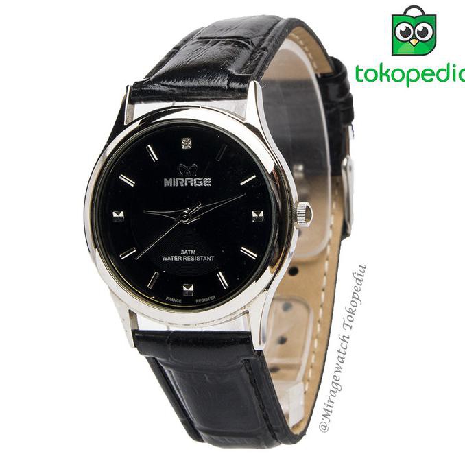 Jam Tangan Wanita mirage Kulit terbaru LL series - Black - Hitam A