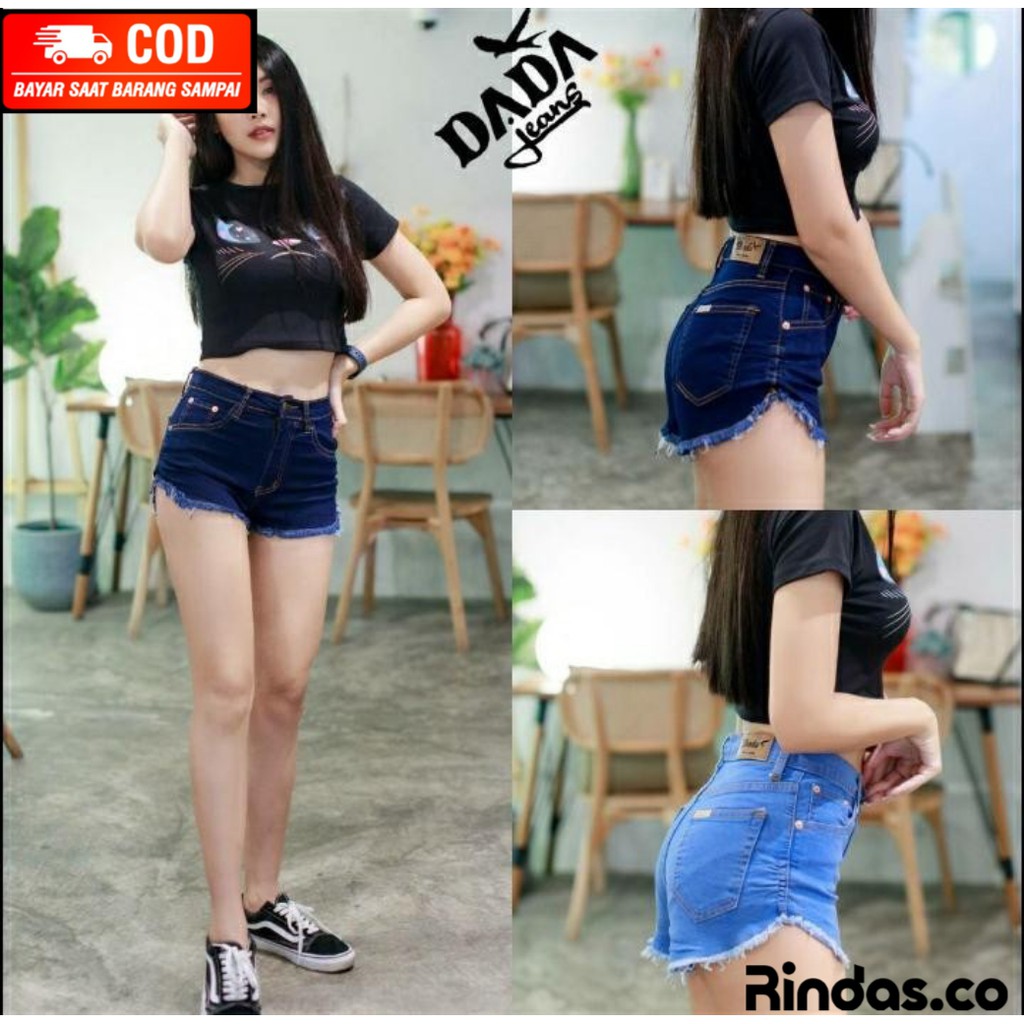 Hot Pants Jeans Wanita Highwaist / Celana gemes / celana pendek / celana hot Rawis GBJ Import Bangko