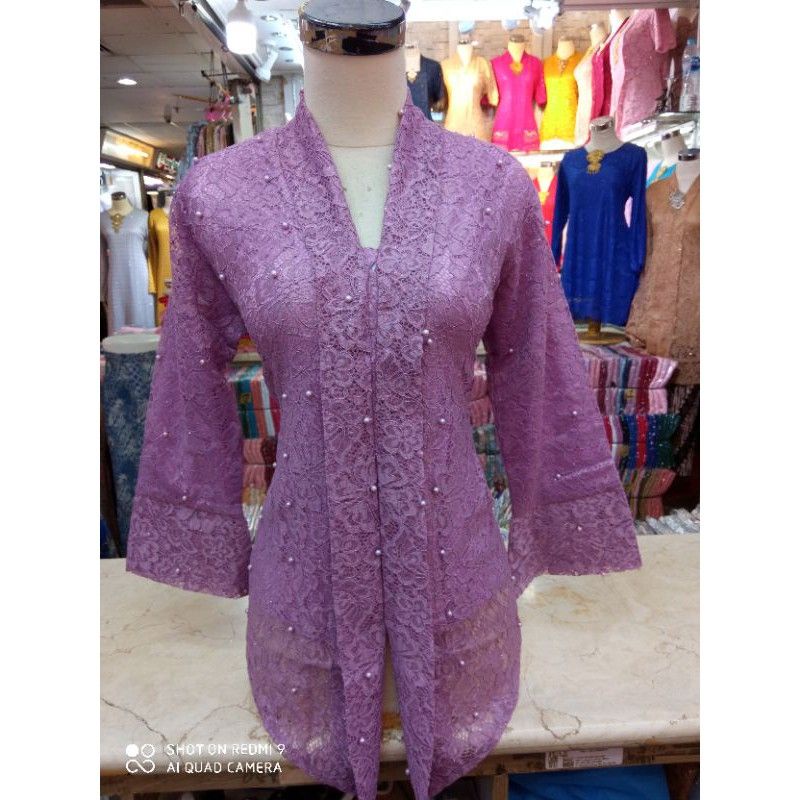 Atasan kebaya kartini lilac//kebaya floy brukat//kebaya kartini lengan 7/8