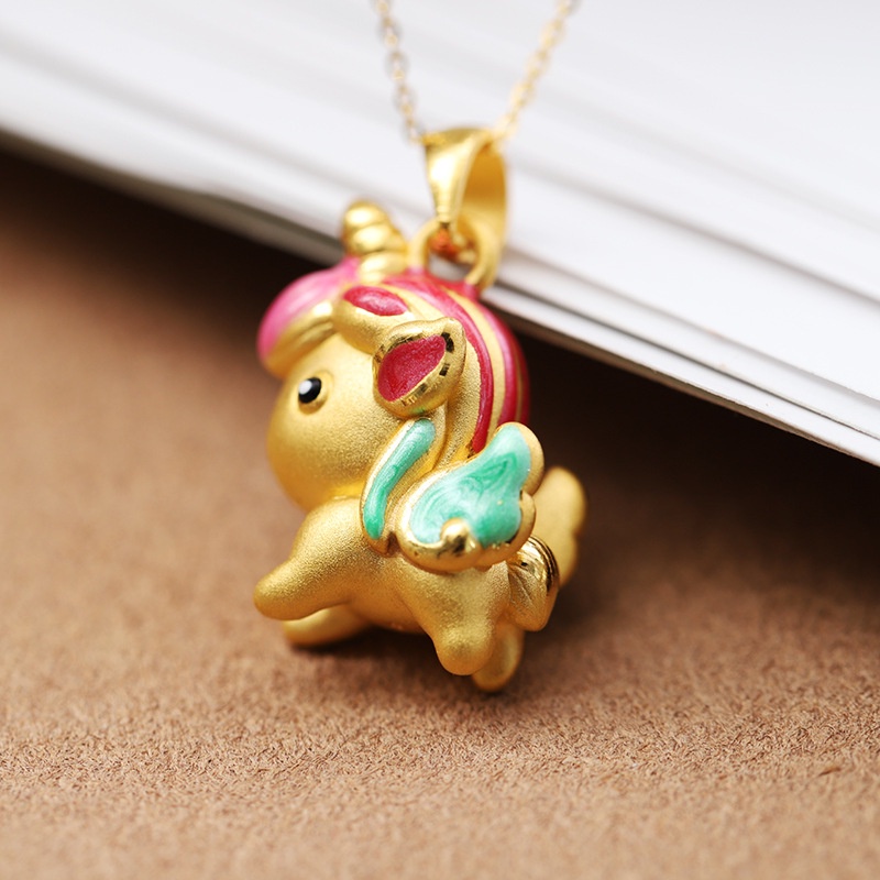 [Ready Stock]Fashion Gold Plated Cute Rainbow Unicorn Pendant Necklace