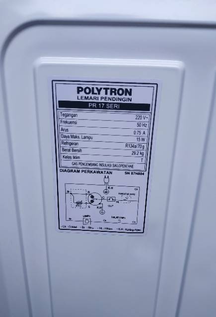 Kulkas Polytron 1 pintu PRB 178