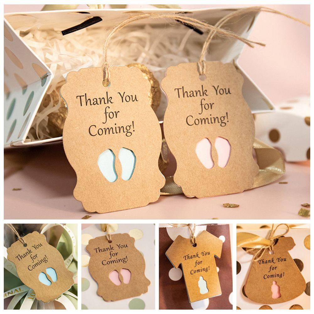 Solighter 50PCS Baby Shower Hanging Tag Hadiah Perlengkapan Pesta Gender Reveal Packing Label