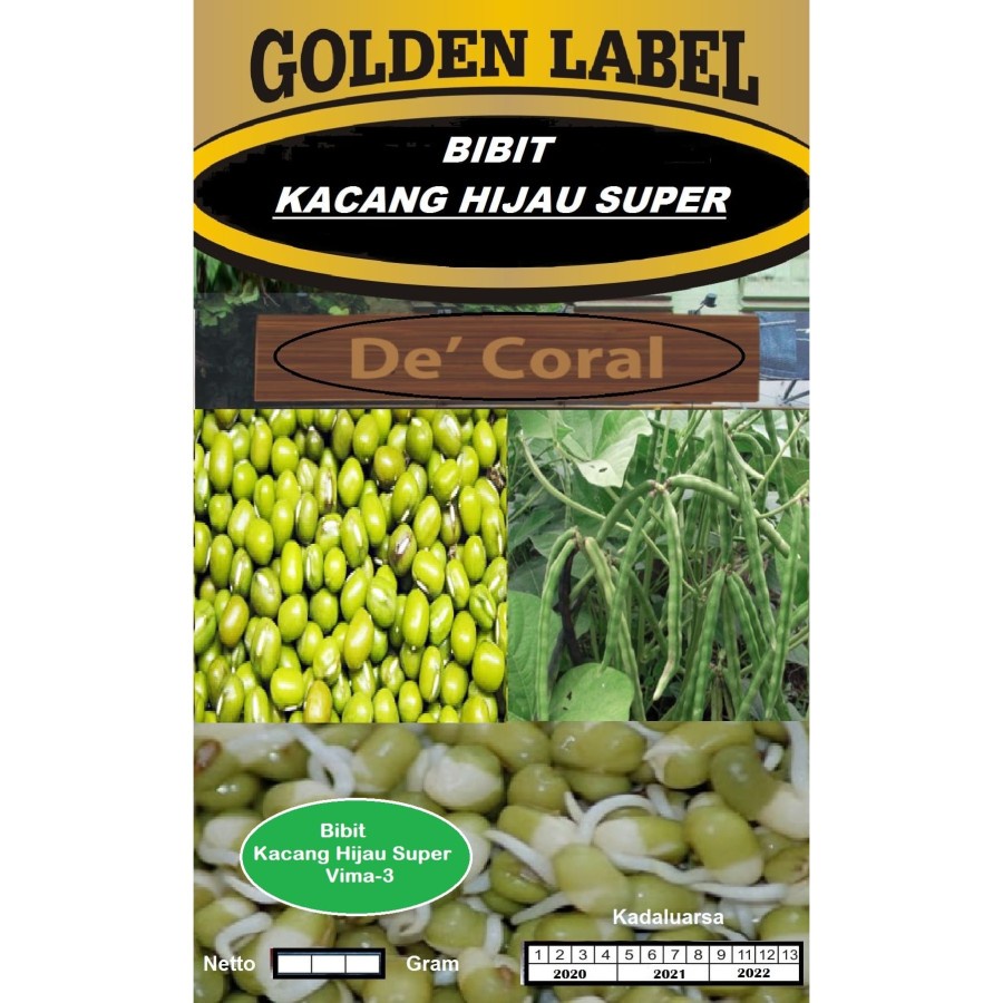Bibit Kacang Hijau Super Merk De’coral | Benih Kacang Hijau | Biji Kacang Hijau Super