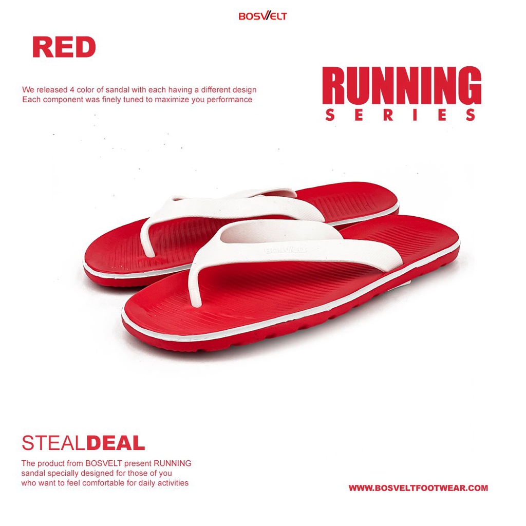 Sandal Cowok Karet Jepit Running Phylon Bosvelt Red