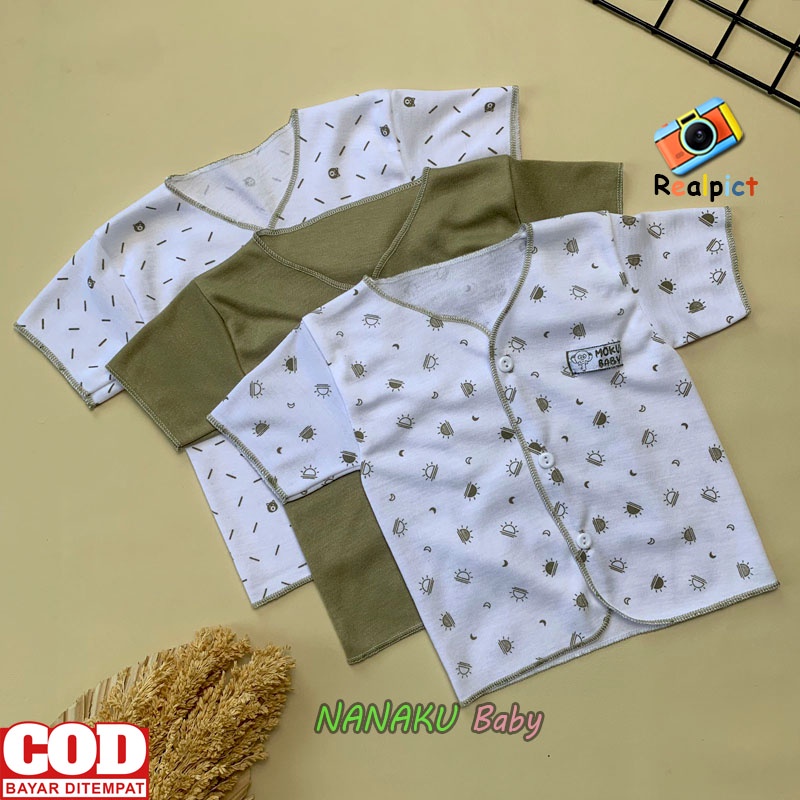 3 PCS Baju Newborn Bayi Baru Lahir Baju Lengan Pendek bayi Usia 0-3 Bulan Seri Army - Anababy